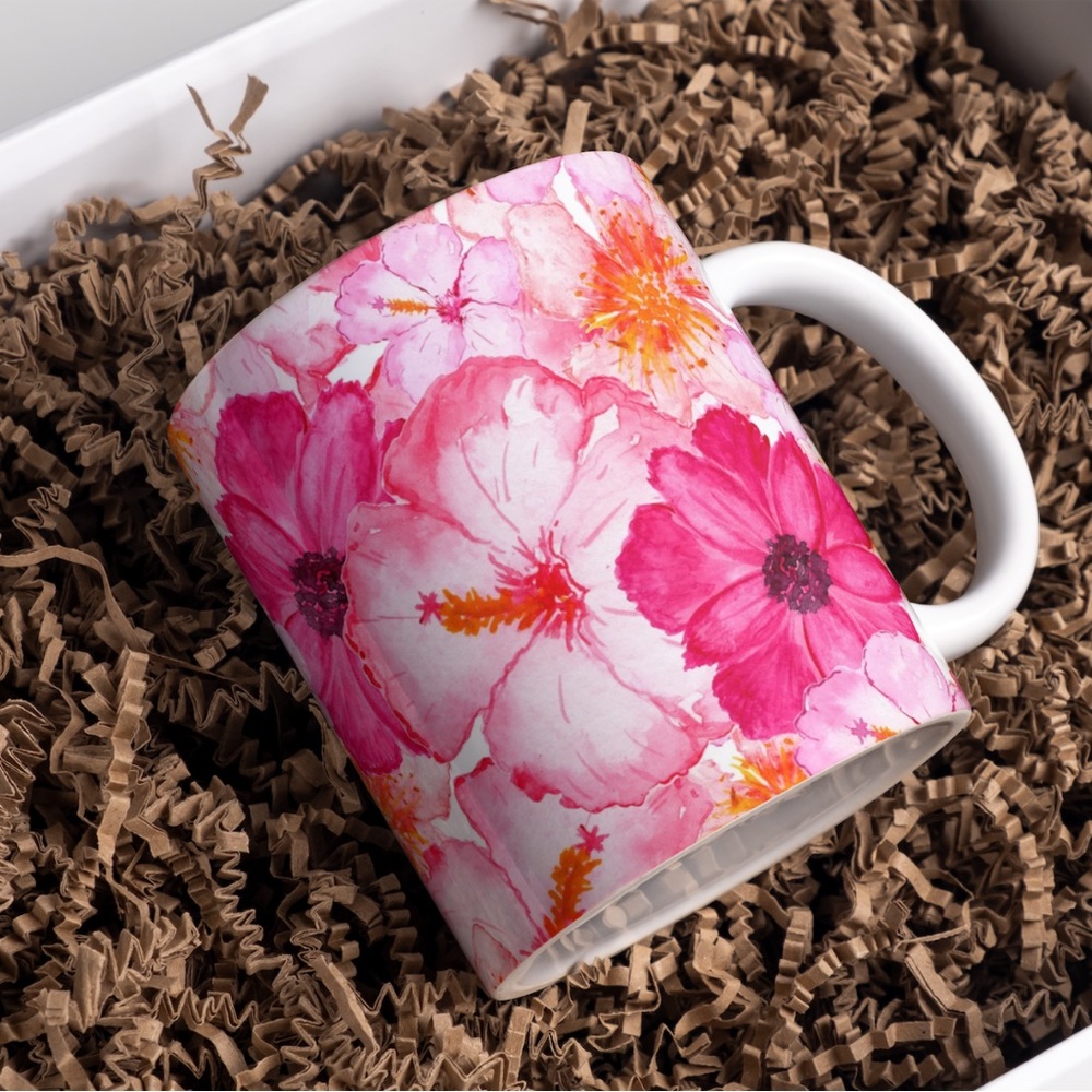 Handmade Floral Coffee Cup | New 15oz Floral Coffee Mug